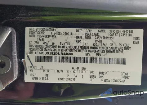 2013 Ford Escape Titanium from USA, damaged, VIN 1FMCU9J92DUB44680